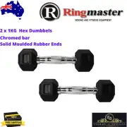 1kg Pair Rubber Hex Dumbbell Weight Set Gym Workout Training Crossfit Dumbells