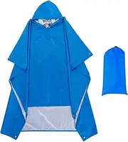 [Vaveren] Rain Poncho Emergency Waterproof Pullover with Hood and Drawstring Raincoat Jacket for Backpacking Hiking Fishing Outdoor Men