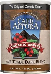 Cafe Altura Ground Organic Coffee, Fair Trade Dark Blend, 12 Ounce (Pack of 3)