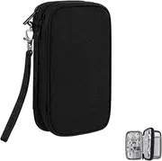 Electronics Travel Cord Organizer Bag, Double Layers Travel Cable Storage Carry Case, Water Resistant Small Tech Accessories Pouch for Charger, Power Bank, Mouse, Earphone, SD Card (Black)