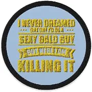 Embroidered Patches Hilarious Hair Baldy Skin Baldheaded Baldpated Sarcasm Hairless Barefaced Denudate Aficionado Light Blue