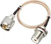 Boxonly Coaxial Cable with UHF PL-259 Male to UHF SO-239 Female Bulkhead Connectors Low Loss Coax Cable RG316 50 Ohm 1.5 Ft