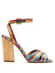 Tabitha Simmons Women's Connie Rainbow-striped Cross-over Strap Sandals 40.5