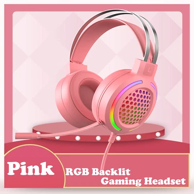 AU Lightweight Gaming Headset 7.1 Surround Sound Bass RGB Backlight USB Power PC