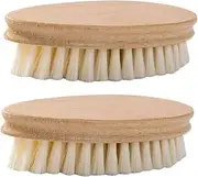 IWOWHERO 2pcs Wooden Handle Brush Scrub Shoe Boot Cleaning Brush Cloth Washing Brush Wooden Polishing Brush Bamboo