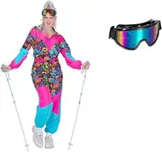 [MIMIKRY] 80s Ski Suit Graffiti Women's Costume with Glasses 80's Jumpsuit One Piece Trash Apres Ski