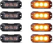 4pcs 3Led Strobe Warning Light Strobe Grille Flashing Lightbar for Truck Beacon Off-Road Vehicle Lamp Amber Traffic Light 12-24V(with 32G TF Card-2)