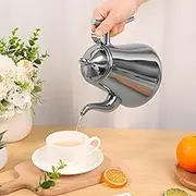 Fxvhojq Stainless Steel Tea Pot 2L Large Capacity Tea Kettle with Removable Strainer Ergonomic Water Pot for Induction Cookers Gas Stoves(Silver,Say)