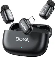BOYA mini Wireless Lavalier Microphone for USB-C iPhone 15/16 Android Smartphone/Tablet with Type-C Input, AI Voice Change, Noise Reduce, 30H Battery Life&Charge Case for YouTube Podcast Vlog TikTok