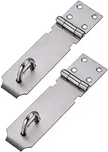 2 Pcs Door Padlock Hasp, 5 inch Stainless Steel Hasp and Staple Shed Lock Latch, Security Door Padlock Latch for Cabinet Pet Cage Crate
