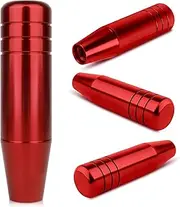 ACEmedia Aluminum Weighted Manual Shift knobs, Long Stick Shift Knob Gear Shifter Knobs, Car Accessories Lever Cover Head 5 inch Universal Shifter Knobs with 3 Threaded Adapters (Red)