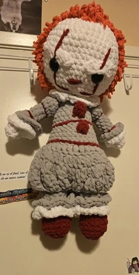 Handmade Jumbo Crochet Stuffed Doll Pennywise The Clown Movie Inspired Creepy