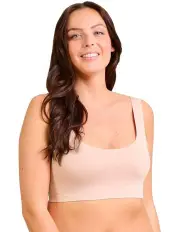 [Sans Complexe] So Confort Seamless Wirefree Crop Top Bra in Beige