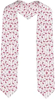 [SKKNT] Pink Flamingo Pattern Print Graduation Shawl Stole For Academic Commencements Honor Sash Congratulations Gift