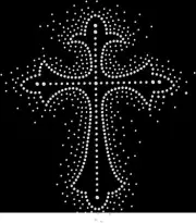 Rhinestone Bling Sparkle Iron On Transfer DIY Big White Crystal Cross