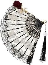 KOCKSHION Lace Hand Fan with Romantic Rose Pattern Elegant Folding Fan for Tea Parties Photography Props Durable Portable Design for Summer Events