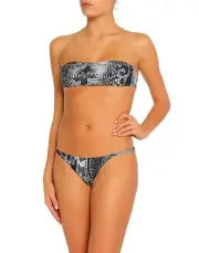 NWT MELISSA ODABASH 42 6 bikini swimsuit w/ carry bag snake skin reptile silver