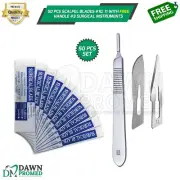 50 Pcs Scalpel Blades #10 #11 Free BP Handle #3 Surgical Dental ENT Instrument