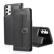 For Samsung Galaxy A32 5G Case SupRShield Pro Luxury Wallet Leather Flip Magnetic Stand Case Cover (Black)