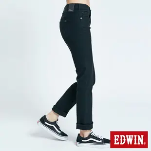 特降品↘EDWIN JERSEYS 迦績 EJ3 超彈中直筒牛仔褲-女款 黑色 JOGGER