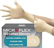 Ansell TouchNTuff 69-210, Disposable Gloves with Textured Fingertips, Industrial Safe Latex Gloves, Powder Free Certified Food Gloves, Multipurpose Work Gloves, White Latex Gloves Small, 100 Gloves