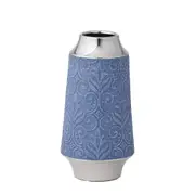 Pilbeam Living Azure Modern Display Stoneware Decorative Vase Small Blue/Silver