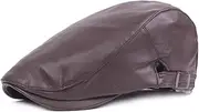 [LAIFEKE] Mens PU Leather Hat Ivy Gatsby Newsboy Cap Outdoor Driving Flat Hat