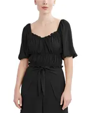 BCBGMAXAZRIA Linen-Blend Top