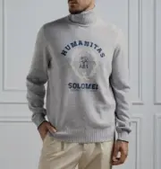 NWT$4995 Brunello Cucinelli Men's 100% Cashmere Graphic Turtleneck 50/ 40US A242