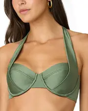 Shoshanna Solid Draped Halter Bikini