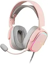 Mars Gaming MHAX Pink RGB Gaming Headphones + Detachable Microphone, 53 mm HiFi