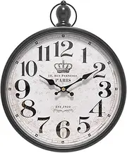 Menterry European Retro Wall Clock. Old-Fashioned Antique Design Rustic Vintage Style. Battery Operated Silent Decor Wall Clocks for Kitchen,Farmhouse,Loft,Office, (11.8" H x 9.3" W) (Black)