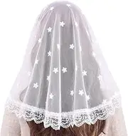 [TREORSI] White Veil Lace Mantilla Catholic Church Chapel Veil Head Covering Latin Mass