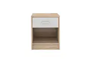 Tammy Open Shelf Nightstand Bedside Side Table W/ 1-Drawer - Oak/Light Grey