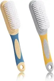 [Fhandong] Soft-Bristled Cleaning Shoe Brushes, 2Pcs Shoes Scrubbing Cleaning Brush with Handle,Multifunctional Shoe Scrubbing Cleaning Brush,Long Handle Fur Shoes Scrub Brush,Long Handle Soft Bristle Shoe Brush
