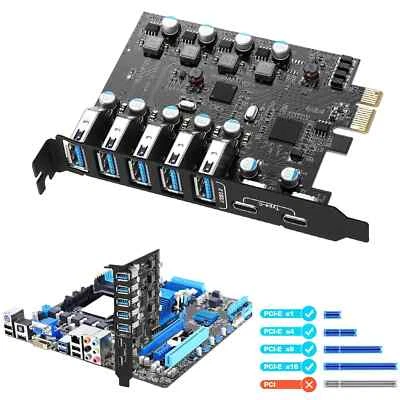 PCIE to 5 port USB3.0 converter 2 port USB3.1 Type-c PCI Express Expansion Card