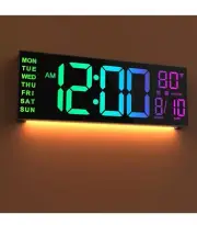 JALL 16" Large Digital Wall Clock with Remote Control, Dual 16 inches, Black