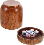 WHAMVOX Real Wood Dice Shaker Cup Set 1 Color Cup 5 Dice Entertainment Accessory for KTV Bar and Home