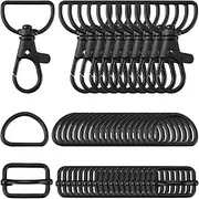 [ａ aternee] 50 Pieces Lobster Claw Clasps D Rings Swivel Clasps Metal Slide Buckles for DIY Crafts Purse Making Backpack Accessories