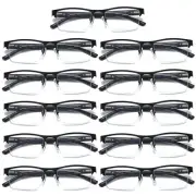 11 PK Mens Spring Hinge Blue Light Blocking Reading Glasses Half Frame Readers