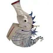 NEW Massimo Lunardon Wine Decanter Seahorse Italian Hand-blown Glass Art Exc Con