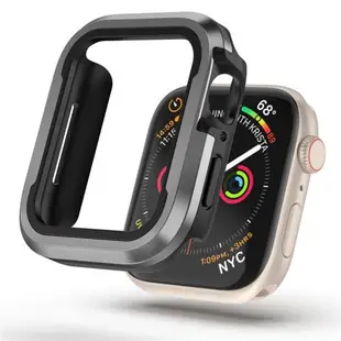 適用蘋果手表S8金屬邊框iWatch7se硅膠套防摔保護殼ultra2合1雙色