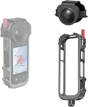CAPART Aluminum Metal Frame Cage with Silicone Lens for insta360 X4 Accessories, Rig Housing Case with with 1/4" Threads, Dual Cold Shoe Mount, Tripod Mount