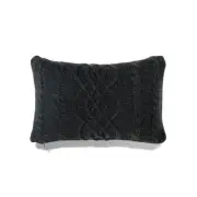 Banff - Dark Heather Gray Chunky Cable Knit With Feather Down Insert Pillow