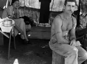Unemployed lumber worker security # tattooed on his Arm 14 x 11" Photo Print