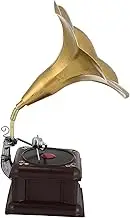 GOOHOCHY Retro Gramophone Music Box Hand Cranked Phonograph Decorative Ornament for Home Vintage Inspired Accent for Bars Adds Charm