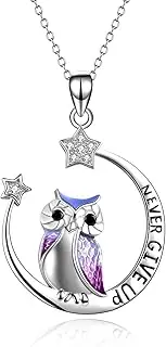 [YFN] Owl Necklace Sterling Silver I Love You Forever Heart Owl Gifts for Women Girls