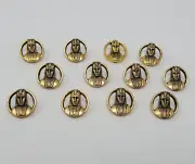 12 pcs Egyptian Pharaoh Gold Molded Plastic Craft Sewing Shank Buttons VTG