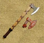 Set of 2: Battle Ready Carbon Steel Viking Ragnar Axe with Sheath