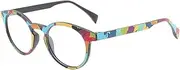 Clear Lens Glasses Round Frames Eyeglass Fashion Glasses Women Clear Lens Colorful Vintage Rainbow Black Eyeglass Frame Eyewear (Frame Color : C9) Clear Reading Glasses Eye Glasse Clear Lens Glasses